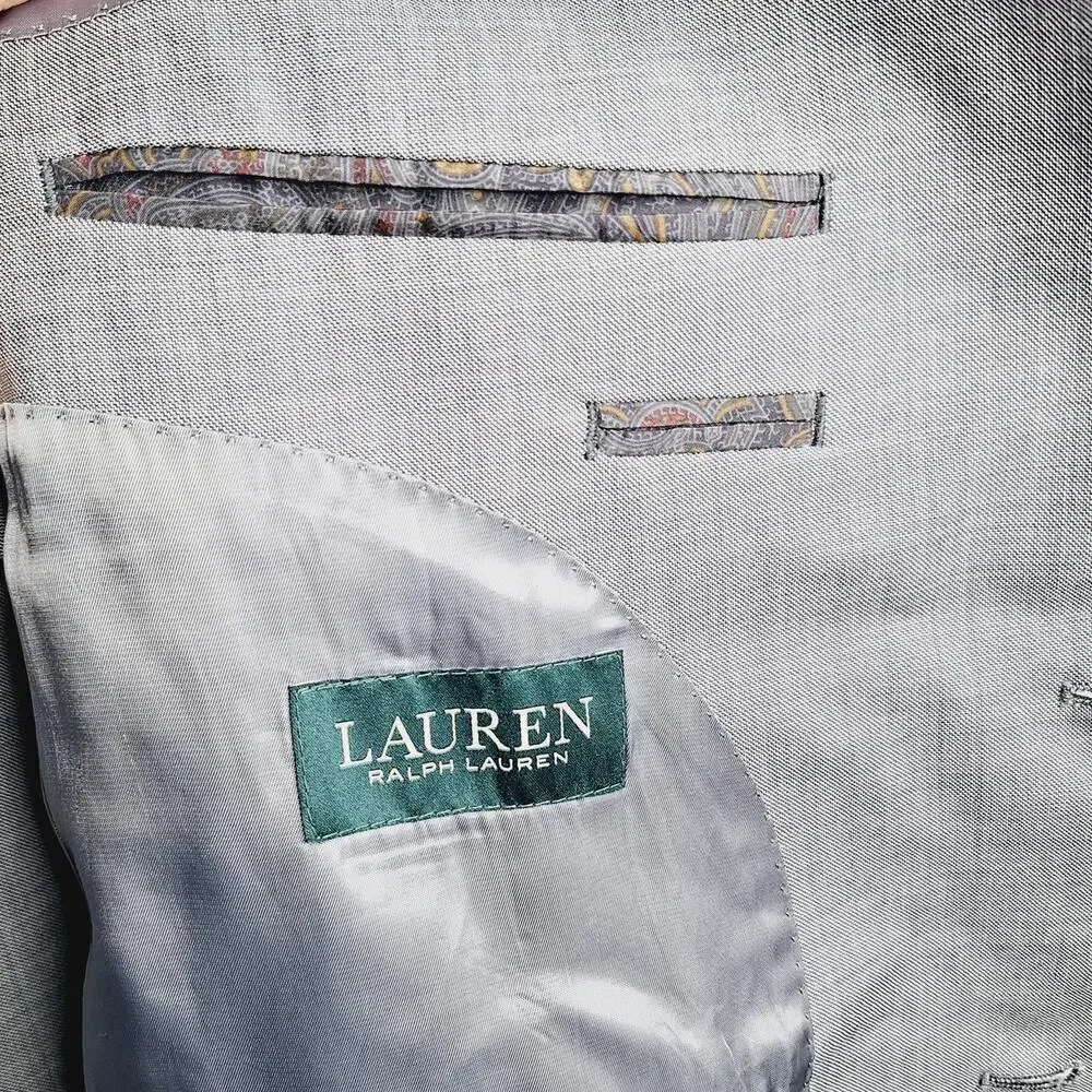 Ralph Lauren LRL Men 44R ? Suit Blazer Jacket Sportcoat Light Grey Wool 2 Button